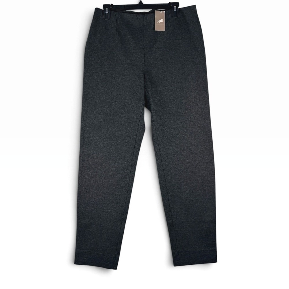 J. Jill Ponte Slim Leg Pants Womens M Dark Charcoal Gray Pull On Stretch NEW